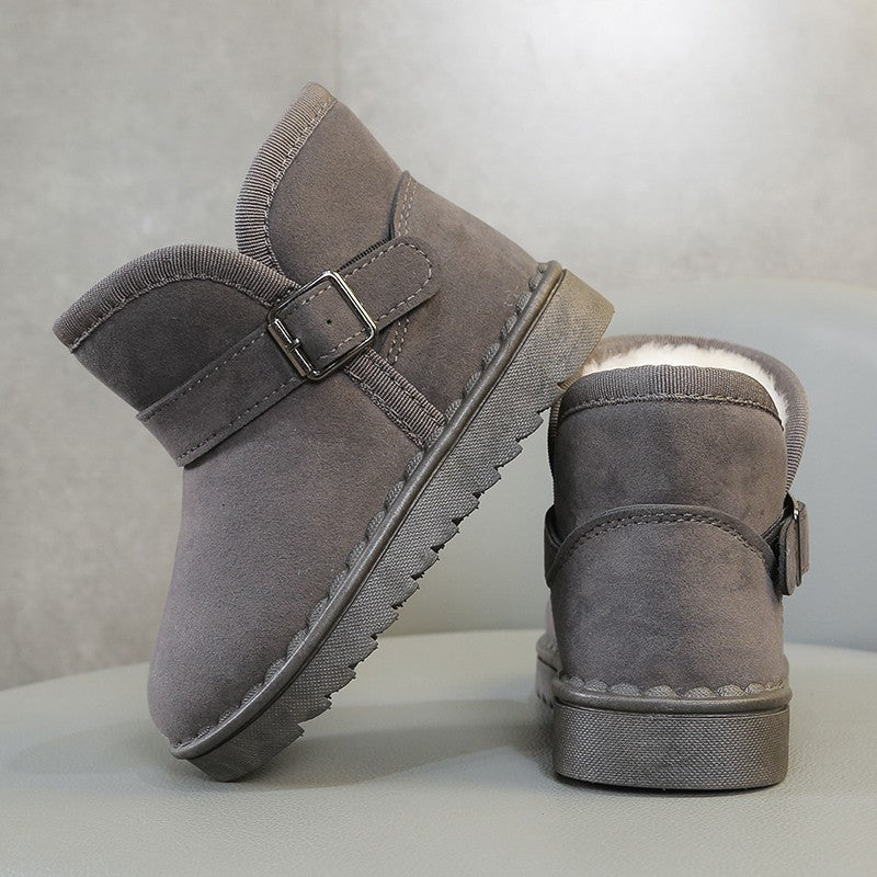 Boys Thermal Boots Kids Versatile Casual Buckle Non-slip Children Fashion Simple Non-slip Girls Snow Boots Cotton Winter Autumn