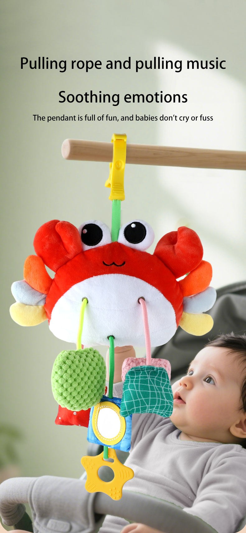 Brinquedo de volante para bebê, educação infantil, brinquedos de direção simulados, luz e música, educativos para bebês, reboque de berço, brinquedos suspensos