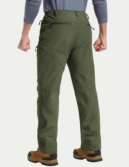 Calça Masculina de Inverno para Caminhada TACVASEN Forrada com Fleece, Impermeável, Softshell, para Esqui na Neve, Isolada, Cargo de Trabalho com 6 Bolsos com Zíper