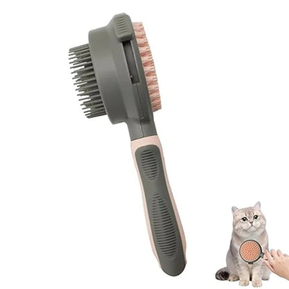 Cat Hair Removal Pet Brush Double Sided Massaging Retractable Self Cleaning Soft Pet Grooming Brush with Handle Pet Loose Hairs