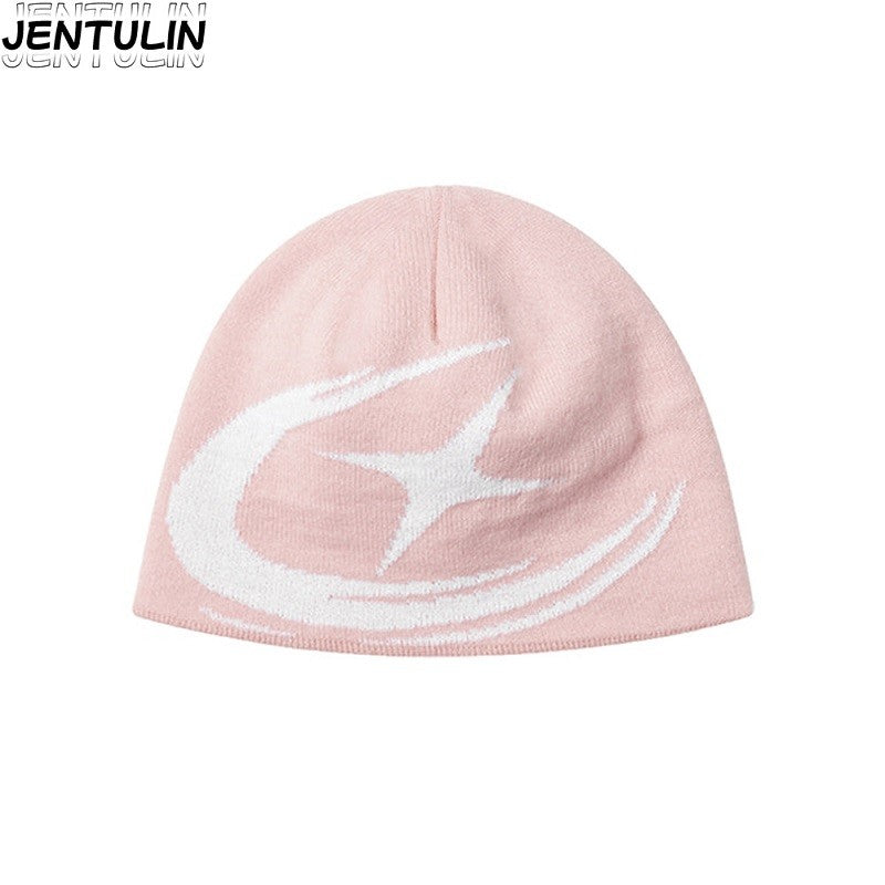 Toucas Y2K Harajuku Street Boomerang Padrão Satr Outono Unissex Quente Gorro de Tricô Hot Girl Outdoor Casual Masculino Bonés Hip Hop