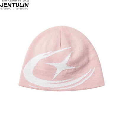 Toucas Y2K Harajuku Street Boomerang Padrão Satr Outono Unissex Quente Gorro de Tricô Hot Girl Outdoor Casual Masculino Bonés Hip Hop