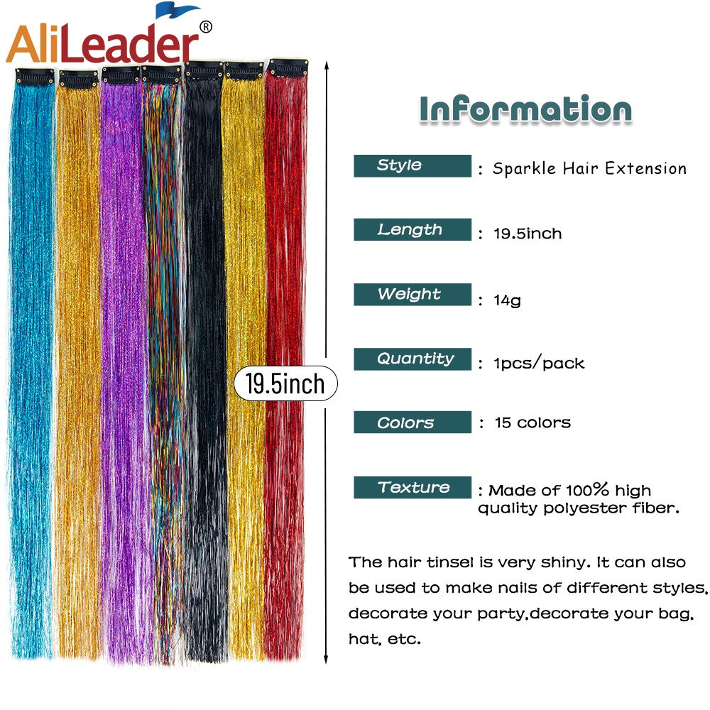 Presilha de Extensão de Cabelo Brilhante Fio de Cabelo Cintilante Glitter Fada Kit Fio de Cabelo Resistente ao Calor 5 Peças Fio de Cabelo Sintético