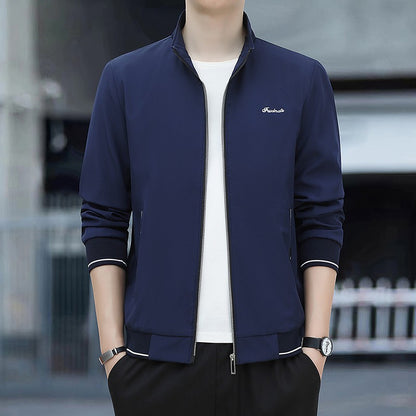 Spring Autumn New Men Lapel Jacket Coats Fashion Fabric Comfortable Breathable Sweat Absorption Comfortable Slim Version Coats