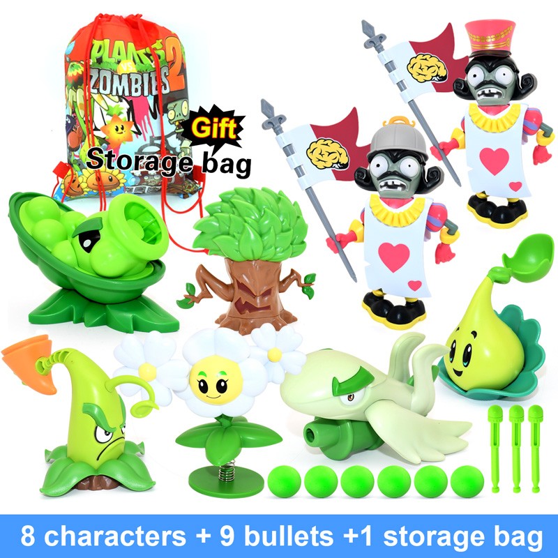 PLANTS VS ZOMBIES 2 Toys Full Set New Role Pea Shoote Alliance Bullet Ejection Attack Walking Dead Children's Gifts Delivery Bag