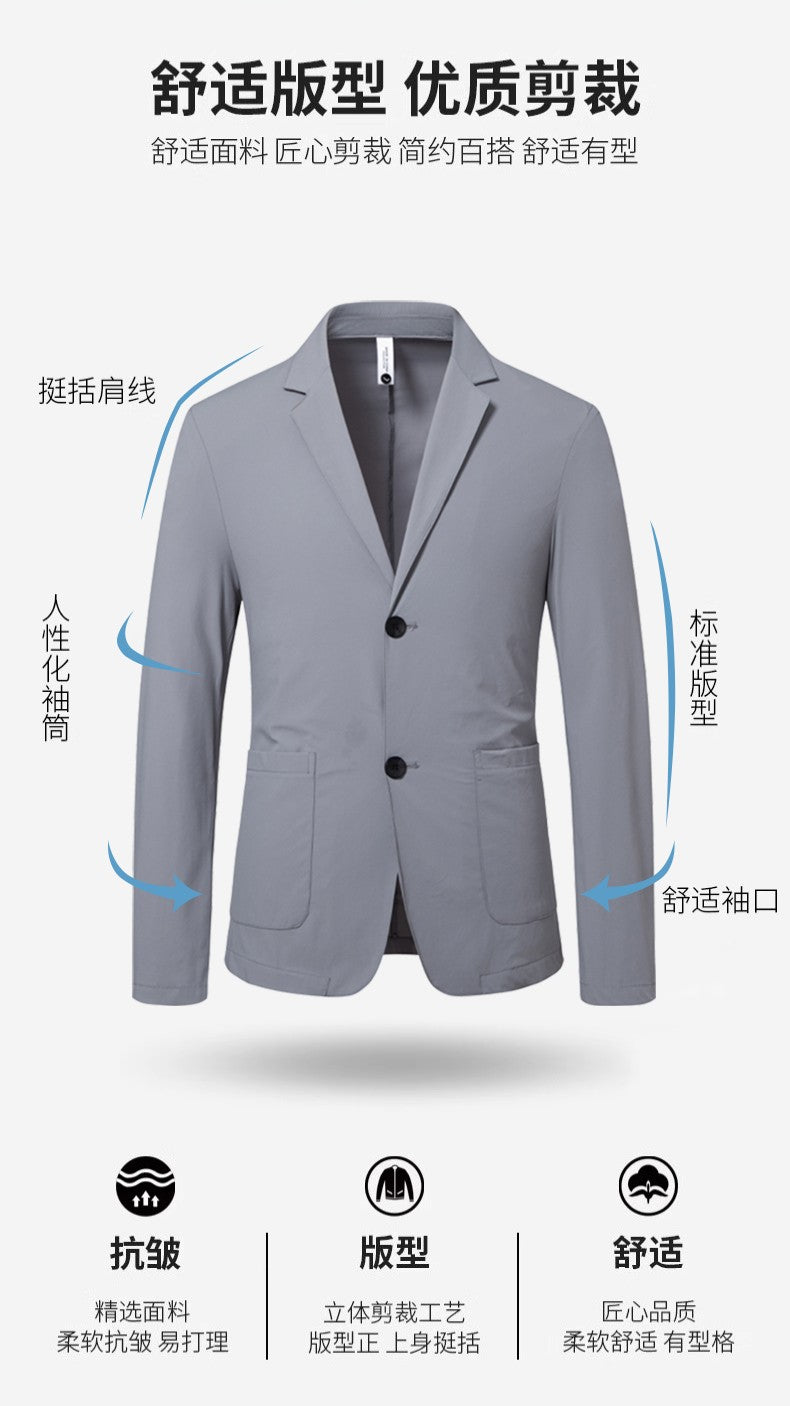 Sun Protection Clothing for Men, Casual Business Wear, Summer Light, Fashionable, Breathable, Sports and Outdoor Ice Silk Blazer