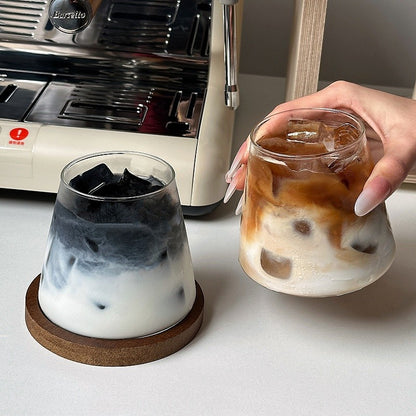 2/4 canecas de vidro copos de café gelado 300ml canecas de vidro acessórios de cozinha 350ml canecas para chá com leite suco garrafa de vidro para bebidas