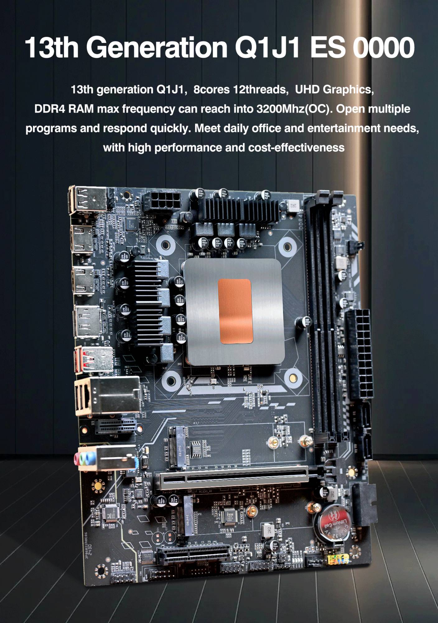 Placa-Mãe de Computador Gamer DIY com CPU Integrada 13th Core Interpose Kit Q1J1 ES 0000 8C12T RAM DDR4 LGA115X PC de Mesa