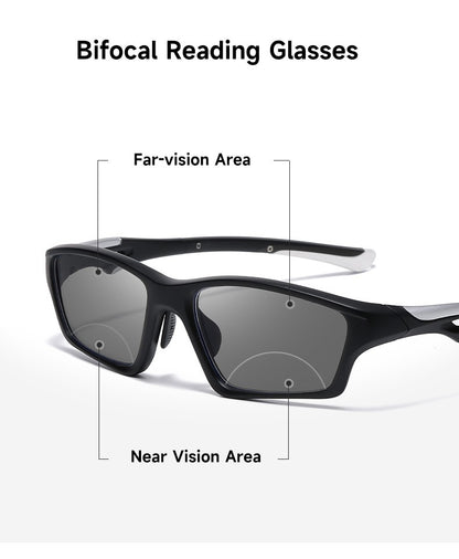 Sports Bifocal Reading Glasses Man Photochromic Anti-blue Light +1.0 To +4.0 TR90 Frame Eyeglasses High Quality Eyewear Readers