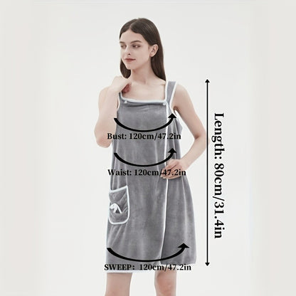 Wearable Bath Towel, Bowknot Coral Velvet Bath Skirt For Adults, Water Absorption, Quick Drying, Bath Towel, No Hair Loss, Bath