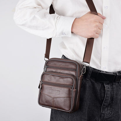 Men's Genuine Leather Crossbody Shoulder Bags High quality Tote Fashion Business Man Messenger Bag  Leather Bags fanny pack