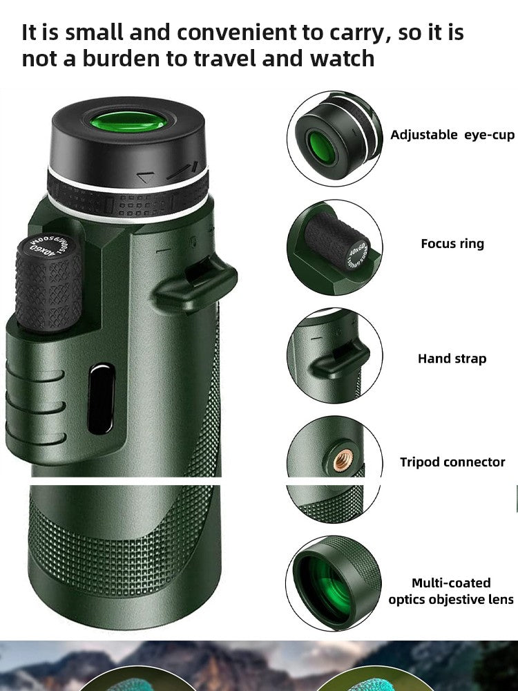 Telescópio Portátil Zoom HD 5000M Dobrável de Longa Distância Mini Potente para Caça Esportes Acampamento ao Ar Livre Viagem