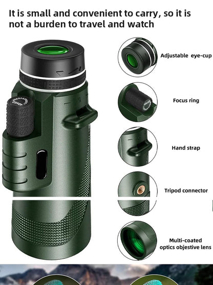 Telescópio Portátil Zoom HD 5000M Dobrável de Longa Distância Mini Potente para Caça Esportes Acampamento ao Ar Livre Viagem
