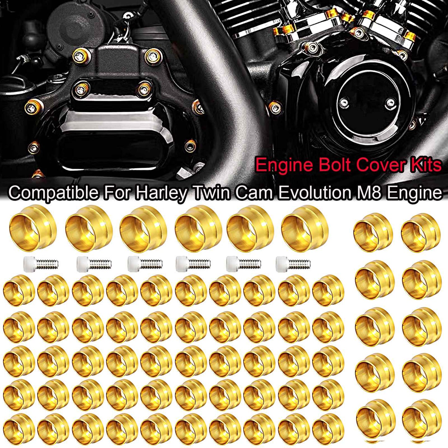 Kit de Tampas de Parafusos de Motor para Harley M8 Twin Cam EVO Sportster Touring Road Electra Dyna Street Glide Softail