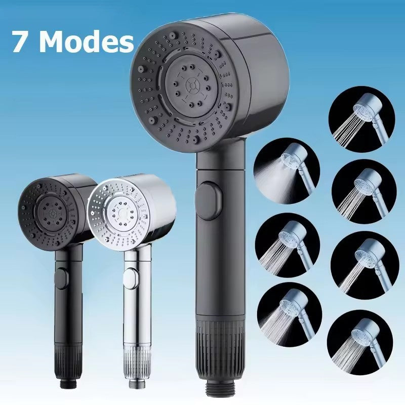 7 Bicos de Chuveiro de Alta Pressão com Filtro, Chuveiro de Mão, Economia de Água, Resistente a Quedas, Bico de Chuveiro Preto para Banheiro