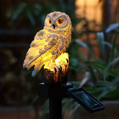 1pc Solar-Powered LED Owl Garden Stake Light - Realistic Outdoor Landscape Lighting with Automatic Switch