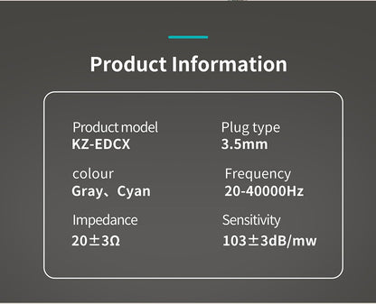 KZ EDC  EDCX Wired Headset Hanging In Ear Earbuds Headphones With Microphone Game Sport Monitor Noice Cancelling Earphones