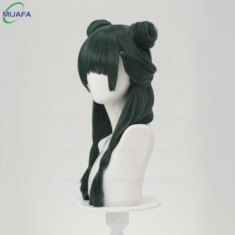 Peruca Cosplay Maomao de Alta Qualidade The Apothecary Diaries Verde Escuro Resistente ao Calor Cabelo Sintético Festa Anime Perucas Mao Mao + Touca de Peruca