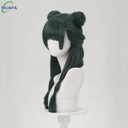 Peruca Cosplay Maomao de Alta Qualidade The Apothecary Diaries Verde Escuro Resistente ao Calor Cabelo Sintético Festa Anime Perucas Mao Mao + Touca de Peruca