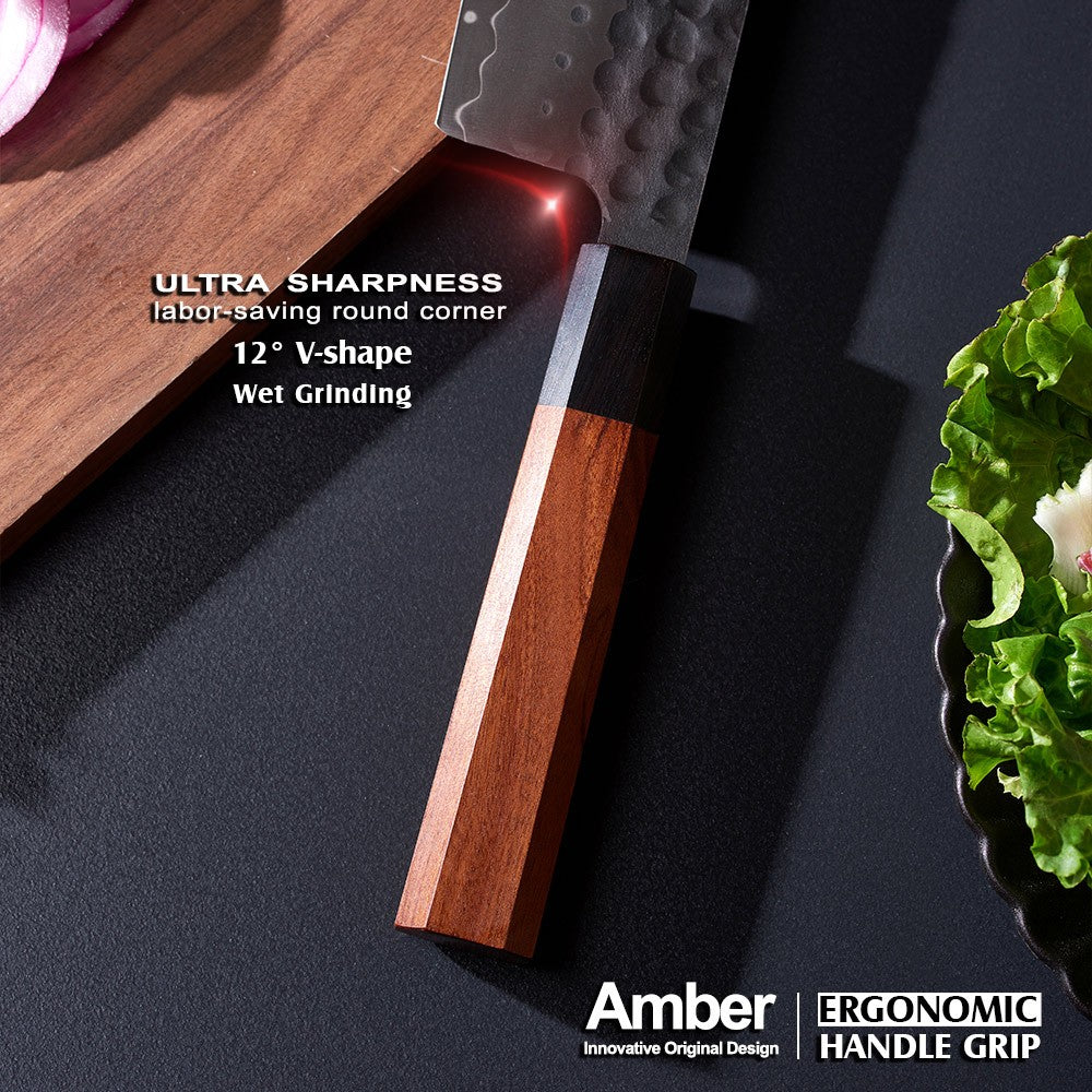 Amber 1-5pcs Kitchen Knives Set 3 Layers AUS-10 Steel Chef Knife Professional Japanese Knife Cooking African Mkuruti Handle