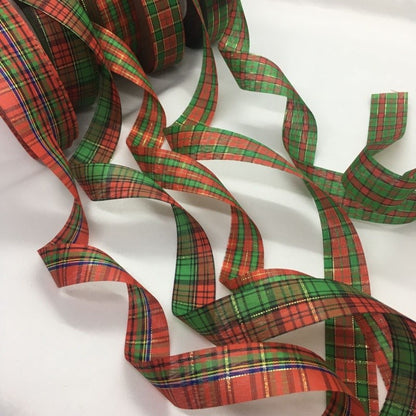 Gingham Ribbon Scottish Fabrics 10Y 2.5cm For Handmade DIY Craft Gift Floral Packing  Wedding Christmas Wreath Deco