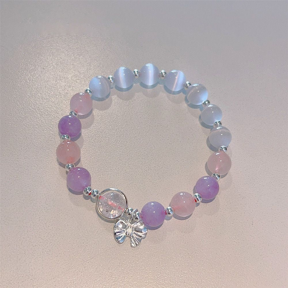 Nova pulseira de cristal com contas simples para mulheres meninas coreanas ins flor raposa pena borla pulseiras melhores amigas joias presentes 2024