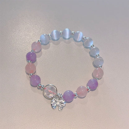 Nova pulseira de cristal com contas simples para mulheres meninas coreanas ins flor raposa pena borla pulseiras melhores amigas joias presentes 2024