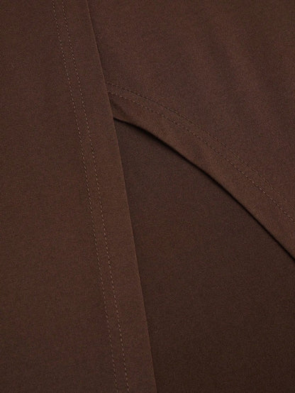 plus Size Elegant Halter Long Dress for Women Twisted Design Slit Skinny Casual Pure Color Holiday Mature Women's Fashion