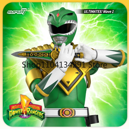 Original em estoque Super7 Power Rangers Série 1 Ranger Verde e Ranger Amarela T-Rex Zord Presente de Aniversário Brinquedo Colecionável