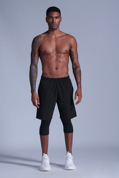 2 in 1 Compression Pants Mens basketball shorts Leggings sport Running Shorts High Elastic Dry Fit Training Tights Jogging Pants