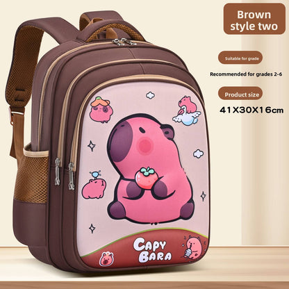 Capybara Children Backpack Waterproof Student Schoolbag Large Capacity Alleviate Burden School Bag Orthopedic Backpack Book Bag