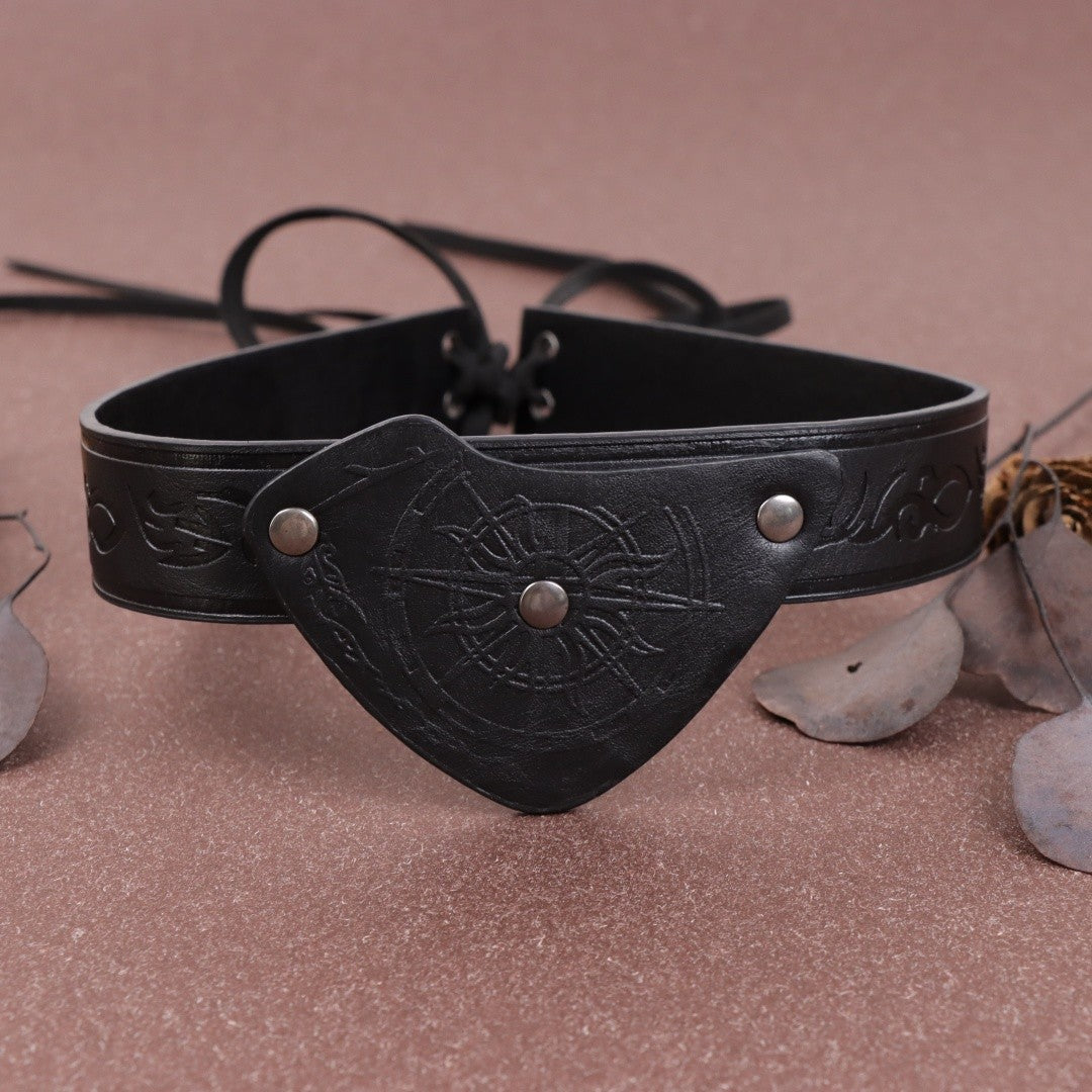 Medieval Embossed Pirate Eye Patch, Vintage Faux Leather Eye Mask Viking Accessories, Renaissance Eye Cover Cosplay