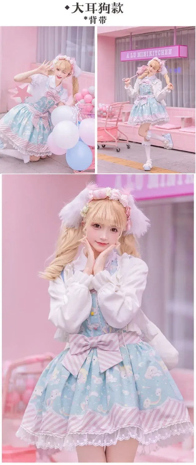 Cartoon My Melody Lolita Dress Kawaii Fashion Bow Lace Dress Printed Princess Dress Halloween Versatile Christmas Gift for Women