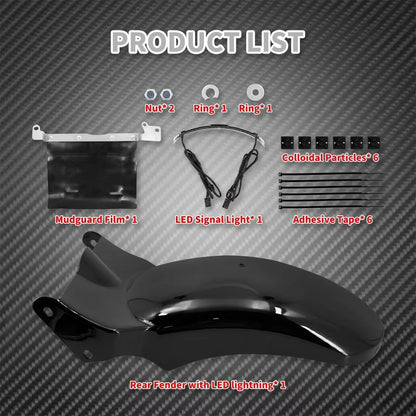 Motorcycle Driver Front Solo Seat With Rear LED Fender Light Mudguard Set For Harley Softail Breakout For Fat Boy FXDR 2018-2023