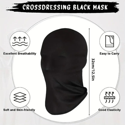 2pcs New Black Cosplay Full Mask Breathable Thin Hood Cosplay Prop Halloween Costumes Party Decoration Cosplay Head Cover