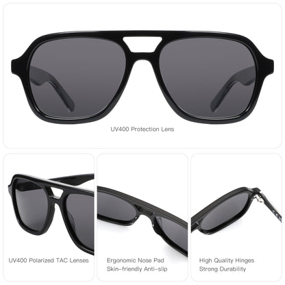 ZENOTTIC New Arrivals Aviator Polarized Sunglasses Handmade Acetate UV400 Protection Square Pilot Sun Glasses for Women Men