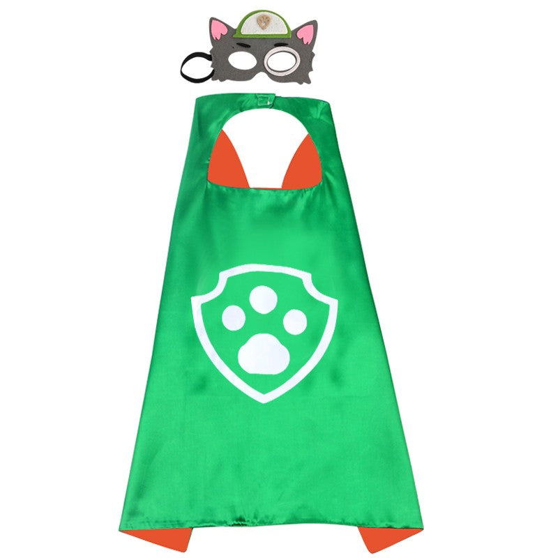 Anime Dog Patrol Kids Cosplay Costume Cape with Eye Mask Halloween Marshall Chase Skye Zuma Rubble Rocky Children's Dress-Up