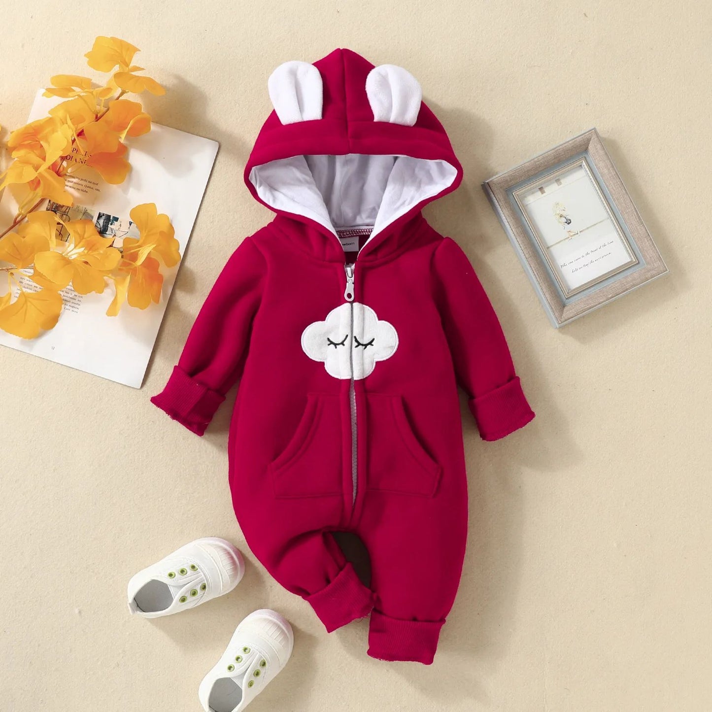 Newborn Baby Romper Love Printed Clothes Hooded Children Girl 0-1 Years Autumn Spring Infant Boy Jumpsuit Outfits 3 6 Months