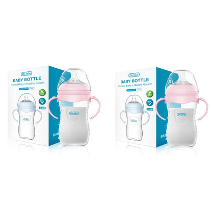 MAMIJOY 2PCS 150/240/330ML Baby Bottle With Handle Anti-bloating?Anti-drop Clear Scale Newborn Bottle Feeding Bottles PP15/24/33