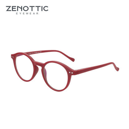 Óculos de Leitura Retrô ZENOTTIC 2025 Antiluz Azul Para Leitura Moda Leve Óculos Feminino Masculino Dioptria 0 a 4.0