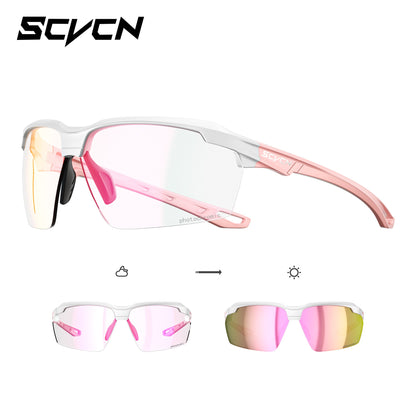 SCVCN Photochromic Cycling Sunglasses Bike Glasses Mountain Bicycle Hiking Golf UV400 Sports Glasses for Men Women Baseball