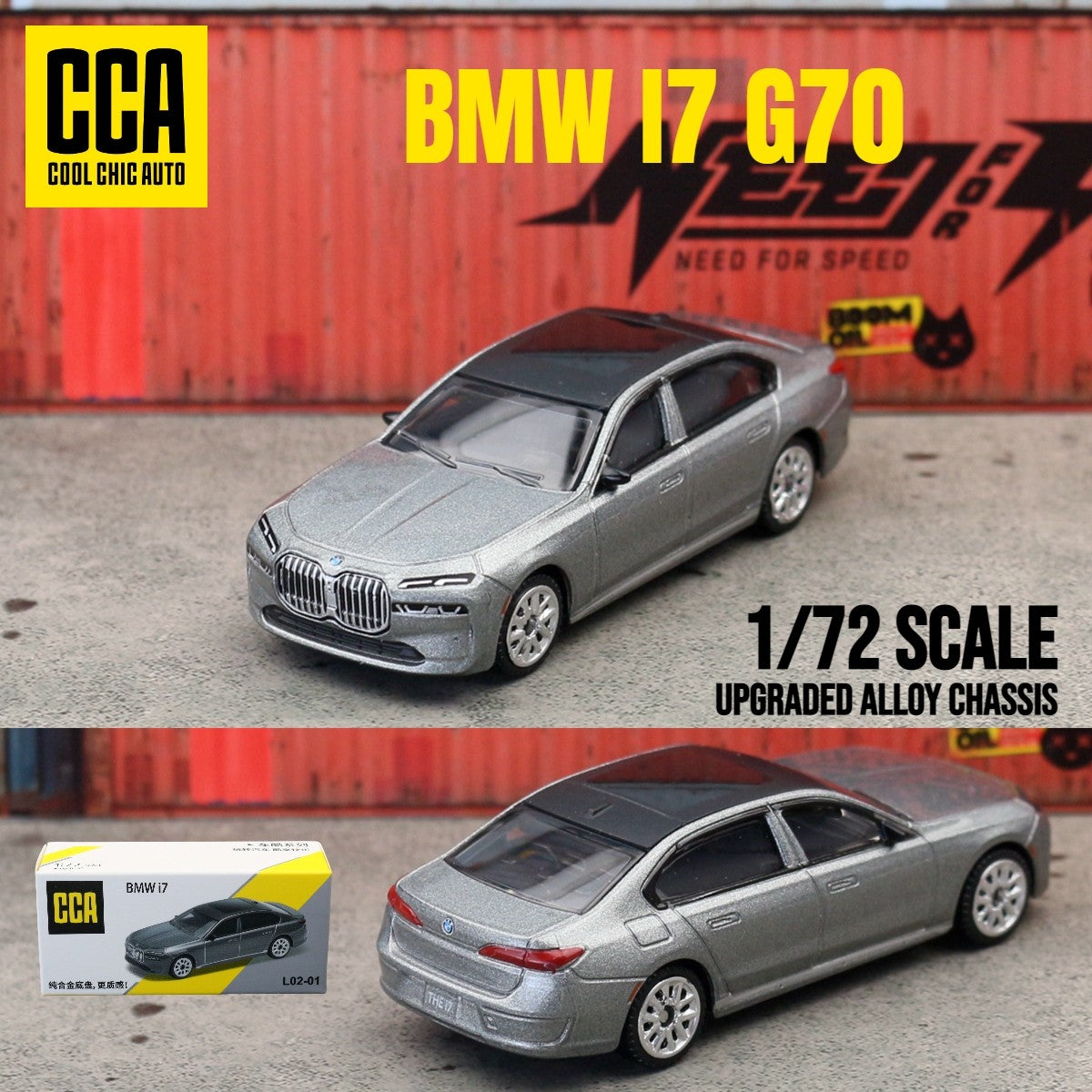 1/72 BMW THE I7 Toy Car Model CCA MSZ 1:64 Diecast Vehicle Miniature Free Wheels Collection Suitable for Hot Wheels Gift Kid