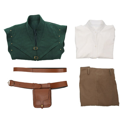 New prince role-playing rider fantasy costume adult dress uniform vest pants belt set green Halloween carnival costume