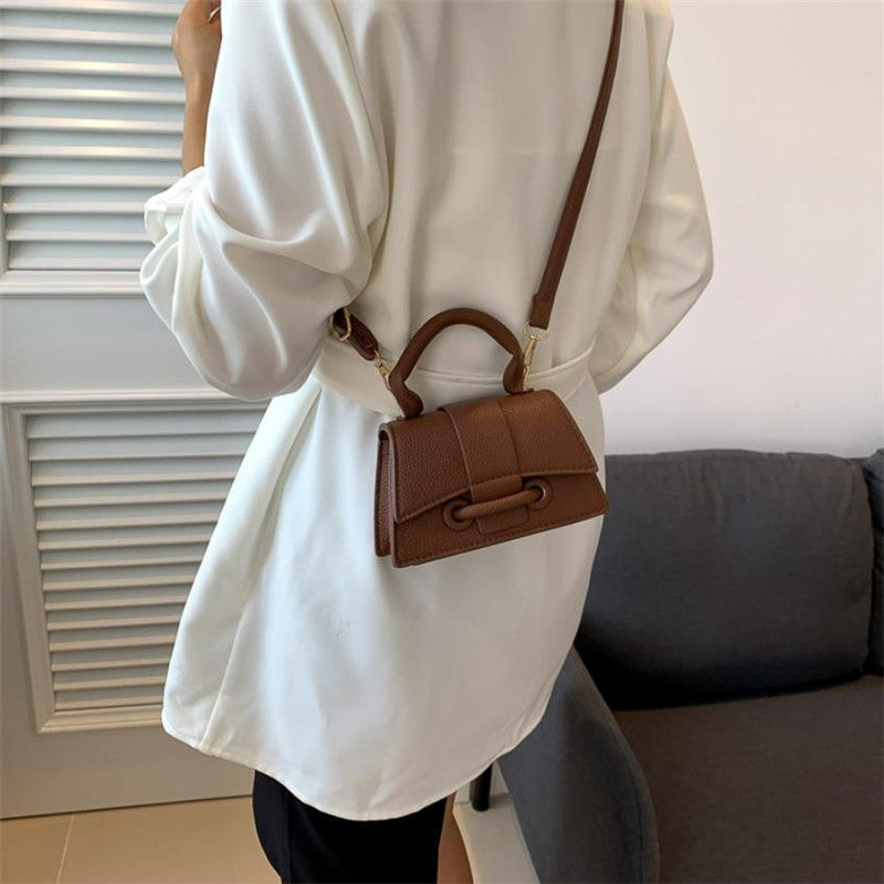 Fashion Solid Color Small Tote Crossbody Bag, Stylish Mini Handbag Mobile Phone Coin Purse, Adjustable Strap, Magnetic Closure,