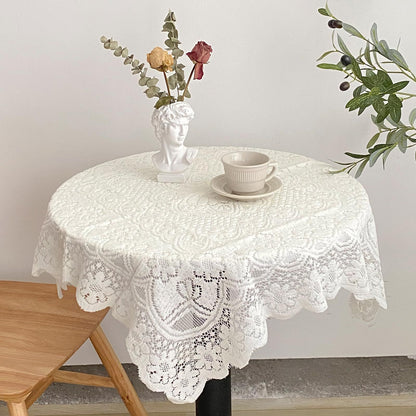 Square Lace Tablecloth  White Flower retro European Embroidered Dinning table  linen Cover wedding party garden home decoration
