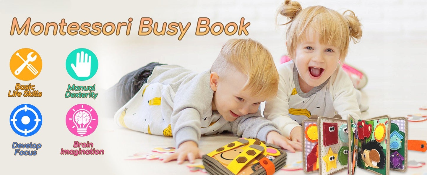 Montessori Busy Book for Toddlers,Educational Sensory Toy,Felt Quiet Book for Baby, Preschool Learning Activities for Kids Gift