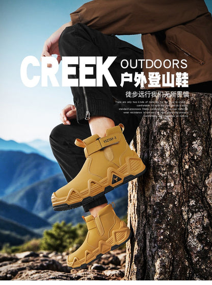 Men's casual sports shoes, high-top breathable outdoor hiking and mountaineering shoes, men's travel walking shoes