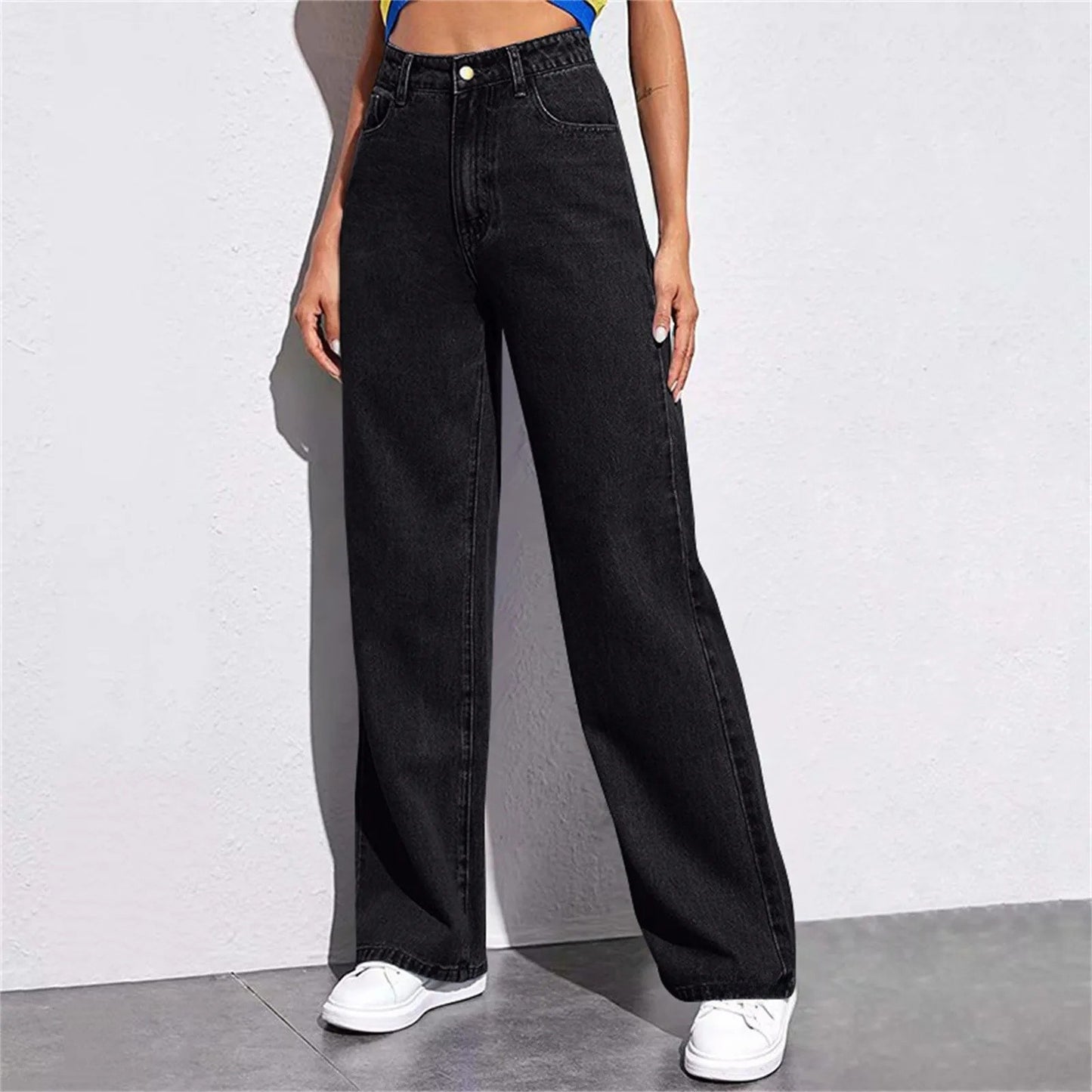 High Waist Wide Leg American Style Summer Casual Women's Jeans Floor Length Design Sensation Fashionable Chinese Brand
