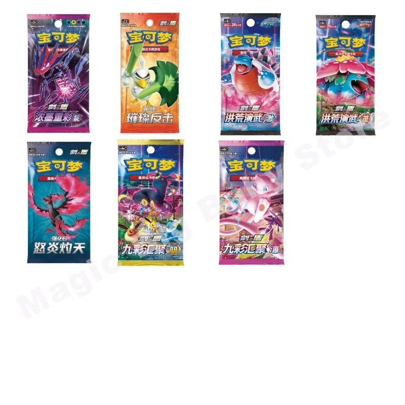 Pokemon Cartas Originais Jogo de Cartas Colecionáveis PTCG Desenho Animado Chinês Tipo de Troca Pacote Único Série Cang Heze Presente Infantil Pré-grupo