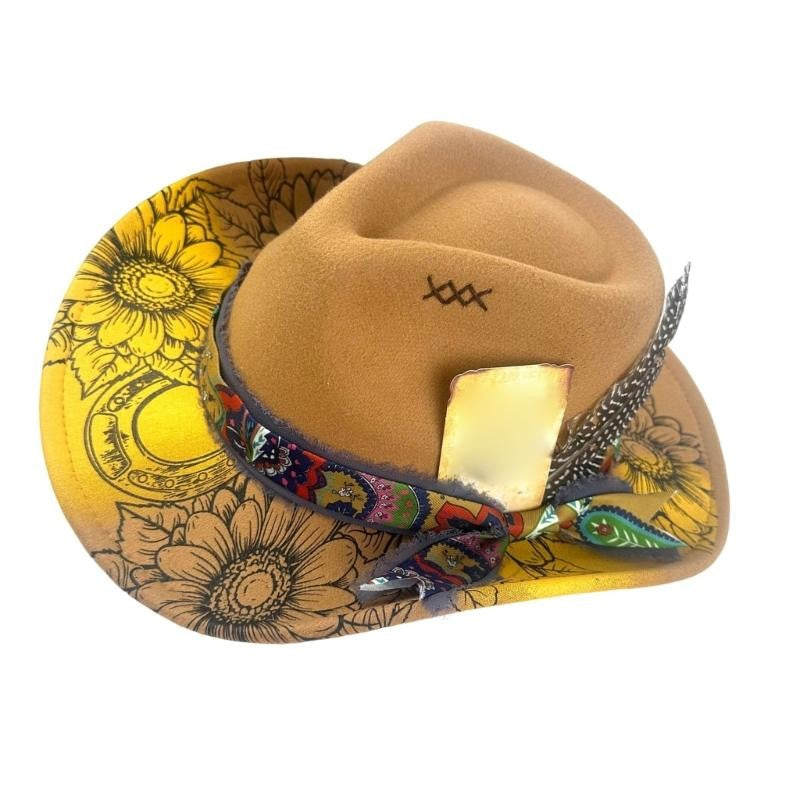P9FE Western styles Felts Cowgirls Hat With Ribbon Trim And Detail For Outdoor Event Casual Wear